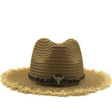 2020 New Panama Straw Hats,Womens Sun Hat Summer Wide Brim Floppy Fedora Beach Cap UV Protection Cap 2024 - buy cheap
