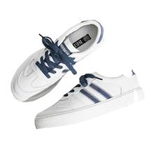 Tênis de corrida feminino, sapatos clássicos de couro pu listrado com plataforma casual, com cadarço branco 2024 - compre barato