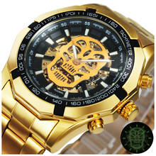 Relógio mecânico e dourado para homens, relógio masculino de marca de luxo automático, esqueleto, caveira, totalmente em aço, hip hop, 2020 2024 - compre barato