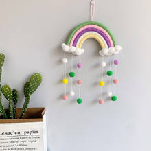 Kids Room Nordic Decoration Home Baby Room Wall Decoration DIY Weave Rainbow Pom Pom Woods Hanging Decorations Wall Decor 2024 - buy cheap