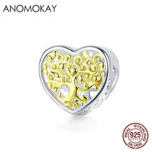 Anomokay Gold Color Tree of Life Heart Charm for Bracelet Bangle DIY Jewelry 925 Sterling Silver Love Tree Bead Female Bijoux 2024 - buy cheap