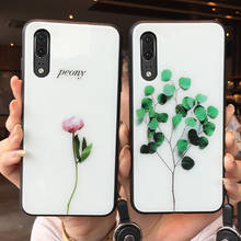 For VIVO Y19 Y17 Y15 Y12 Y5S Case simple Leaf flower peony Tempered Glass Hard protection phone Cover For vivo x30 Pro casing 2024 - buy cheap