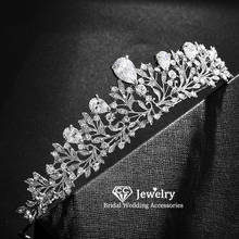 CC Wedding Crown Women Hair Accessories Engagement Jewelry Bridal Hairbands Water Drop Shape Tiaras and Crowns Party Gifts HS78 2024 - buy cheap