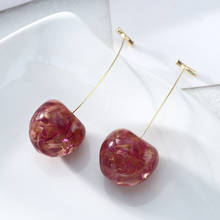 Brincos decorativos para mulheres, brincos de orelha fofos rosa cereja frutas 2024 - compre barato