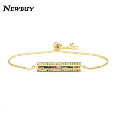 NEWBUY Classic Design Rainbow Color CZ Zirconia Charm Bracelets For Women Girl Gold Chain Bracelet Adjustable Wholesale 2024 - buy cheap