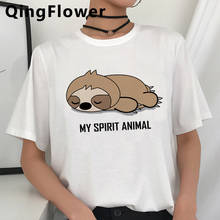 Camiseta de Sloth Kawaii para mujer, Camisetas estampadas japonesas vintage para mujer, camiseta grunge, top tumblr harajuku 2024 - compra barato