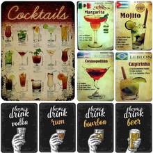 Mojito Margarita Caipirinha Cosmopolitan Retro Bar Tin Signs Vintage Metal Plate Painting Wall Decoration Home 2024 - buy cheap