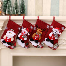 Calcetines colgantes para árbol de Navidad, de lino, para Festival, manzana, dulces, dibujos animados de Santa, copo de nieve, decoración de chimenea, 1 unidad 2024 - compra barato