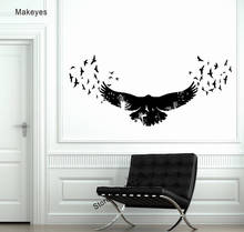 Makeyes adesivos de parede gótico raven, arte de casa, decalques murais de casa, animais, sala de estar, decalque de parede, pássaros voadores, papel de parede q708 2024 - compre barato