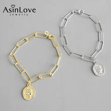 Asinlove-pulseira feminina de prata esterlina 925, bracelete com corrente hiperbola feita à mão, estilo vintage, geométrico 2024 - compre barato