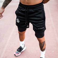 2021 New Sport Shorts Men Double-deck Jogging Running Shorts Men 2 IN 1 Mens GYM Short Fitness Workout Short Pants Man 2024 - купить недорого