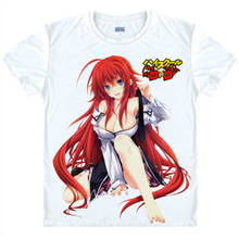 Camiseta com estampa de anime exclusiva dxd, camisa de escola alta dxd issei, hyodo rias, camiseta masculina para cosplay dxd 2024 - compre barato