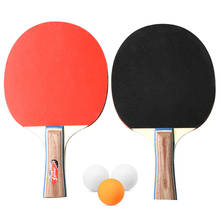 2PCSLlot Table Tennis Bat Racket Double Face Pimples In Long Short Handle Ping Pong Paddle Racket Set With Bag 3 Balls 2024 - buy cheap