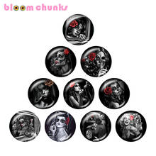 Calaveras punk de Halloween para niñas, 10 piezas mezcladas de 12mm/18mm/20mm/25mm, fotos redondas de vidrio, cabujón, joyería, reverso plano, A5267 2024 - compra barato