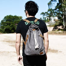 Canvas Backpack Shoulder Bag Drum bag Vintage Bags Sports Gym Bag Travel Backpack Bucket Bag Men 2024 - buy cheap