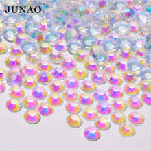 JUNAO 2 3 4 5 6 мм прозрачные AB круглые наклейки со стразами, камни из смолы с плоской задней стороной, непришитые Стразы для ногтей, ювелирные изделия, ремесла 2024 - купить недорого