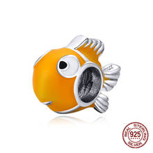 Dijes de pez payaso esmaltado para mujer, de Plata de Ley 925 auténtica, compatible con brazalete, pulsera, fabricación de cuentas, joyería original DIY 2024 - compra barato