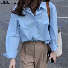 New 2020 Summer Autumn Women's Blouses Casual Fashionable Single Breasted Vintage Minimalist Oversize Office Shirts Tops BL1283 2024 - buy cheap