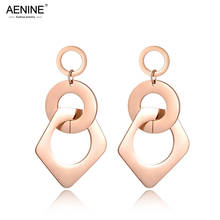 AENINE-pendientes colgantes de acero inoxidable para mujer, joyería con diseño de círculo hueco y Pentagon entrelazado, regalo de fiesta de aniversario AE18079 2024 - compra barato