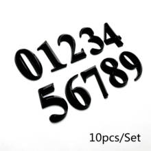 House Number Sticker Door Plaque Sign Apartment Hotel Room Address Mailbox Number 10Pcs/Set 5CM Black Glossy Self Adhesive Label 2024 - buy cheap