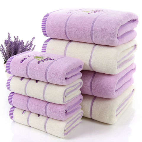 2 шт./комплект, 100% хлопок, полотенце с лавандой, 1 шт., банное полотенце, 1 шт., впитывающее полотенце для рук, набор водных полотенец 2022 - купить недорого