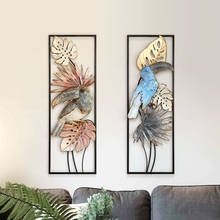 Mural nórdico minimalista de hierro forjado para colgar en la pared, decoración artesanal con flores y pájaros, para porche, sala de estar y hogar 2024 - compra barato