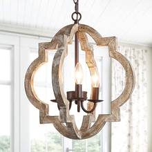 Vintage solid wooden chandelier home lighting french american style for living room bedroom dining kitchen retro white 4 lights 2024 - buy cheap