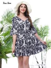 Woman Casual Summer Beach Dresses With Half Short Sleeve 2021 New Elegant Floral Print Boho Mini Vacation Party Dress For Ladies 2024 - buy cheap