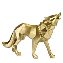 Abstract Wolf Statues, Geometric Wolf Sculptures Animal Resin Ornament for Modern Cafe Hotel Home Decoration 2024 - buy cheap