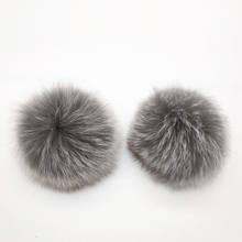 Winter Gray 14cm Real Fox Fur Pom poms Hot Casual Fur Ball For Hat Cap Beanies Cloth 2024 - buy cheap