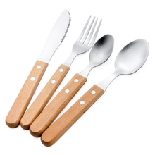 4x Creative Wooden Handle Cutlery Sets Stainless Steel Western Dessert Tableware Knife Fork and Spoon Dessert Cutlery 2024 - buy cheap