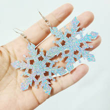 New Fashion Shiny Colorful Snowflake Acrylic Drop Earrings For Women Girls Lovely Long Dangle Earrings Christmas Jewelry Gifts 2024 - buy cheap