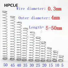 20 peças diâmetro do fio = 0.3mm od = 4mm aço inoxidável microretorno pequena compressão anti corrosão molas de extensão l = 5-50 2024 - compre barato