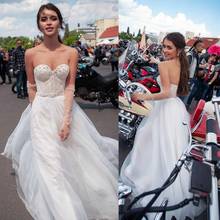 Vestido de noiva modelo 2020, com contas de renda, feito sob medida 2024 - compre barato