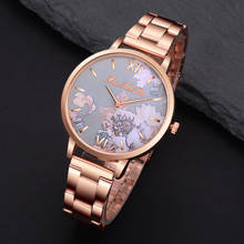 Roman numerals Women's Watches Analog Female stainless steel Bracelet Band Flower pattern Dial Luxury Retro reloj mujer New XB40 2024 - buy cheap