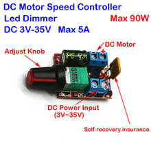 Módulo de controlador de velocidade de motor pwm dc 12v para regulador de velocidade ajustável 24v led ventilador 5a 90w 2024 - compre barato
