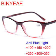Бордовые женские очки для чтения «кошачий глаз», модные линзы с блокировкой сисветильник, очки для работы за компьютером при пресбиопии, 1 | -f- | 3,5 2024 - купить недорого