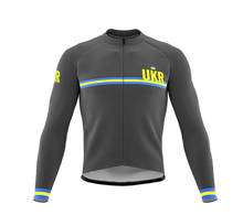 Ukraine Gray Cycling Jersey Winter Thermal Fleece Men Long Sleeve Bicycle Jerseys MTB Bicycle Clothing 2024 - buy cheap
