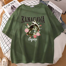 Kanagawa two koi camiseta masculina estampada japonesa, camiseta casual de verão para homens, retrô com manga curta, estampa vintage 2024 - compre barato