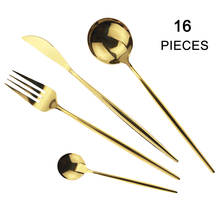 16Pcs/set Gold Mirror Cutlery Set Knife Fork Spoon Dinner Set 304 Stainless Steel Dinnerware Set Kitchen Flatware Tableware Set 2024 - buy cheap