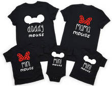 1pc New Father Mother Kids Baby Family Matching Clothes Short Sleeve Cartoon Tops Matching Outfits Family Look Black T-Shirts 2024 - buy cheap