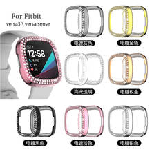 Capa para fitbit versa 3 sense smartwatch, capa protetora para relógio de pulso, com strass 2024 - compre barato