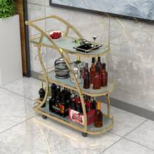 KTV golden three-tier trolleys tea cart wine cart cake rack hotel restaurant mobile dining car 2024 - buy cheap