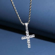 S925 Sterling Silver Color Cross Perndant Necklace  Women Men AAA CZ Stone Pave Ice Out Bling Cross Hip Hop Rapper Jewelry Gold 2024 - buy cheap