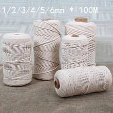 1pc 1/2/3/4/5/6mm 100M Cotton Macrame Rope Twisted String Cotton Cord Beige for Handmade DIY Home Decorative Tapestries Knitting 2024 - buy cheap