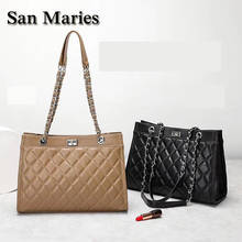 San Maries New Fashion Bags 100% Genuine Leather Handbags Large Capacity Hot Design Women Plaid Sheepskin Ladies Shoulder Tote 2024 - buy cheap