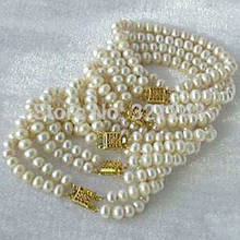 Pulsera de perlas naturales blancas cultivadas en agua dulce para mujer, brazalete de abalorios para fiesta y boda, 7-8mm, B4, 7,5 pulgadas, 3 uds., nueva moda al por mayor 2024 - compra barato