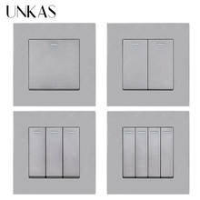 UNKAS-Panel de plástico de estilo Simple, pulsador de luz de pared de 1, 2, 3, 4 entradas, 1 / 2 vías, interruptor de luz gris, 10A / 16A 2024 - compra barato
