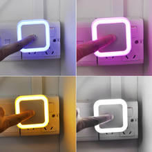 Mini luz de led para quarto e sala de hotel, luz noturna de parede quadrada com sensor inteligente e controle remoto, tomada eua