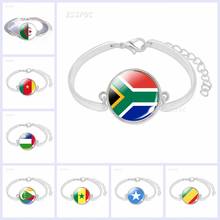 Pulseira de bandeira africana, bandeira russa, egito, austrália, áfrica do sul, joias convexas para patriot, pulseira lembrança 2024 - compre barato